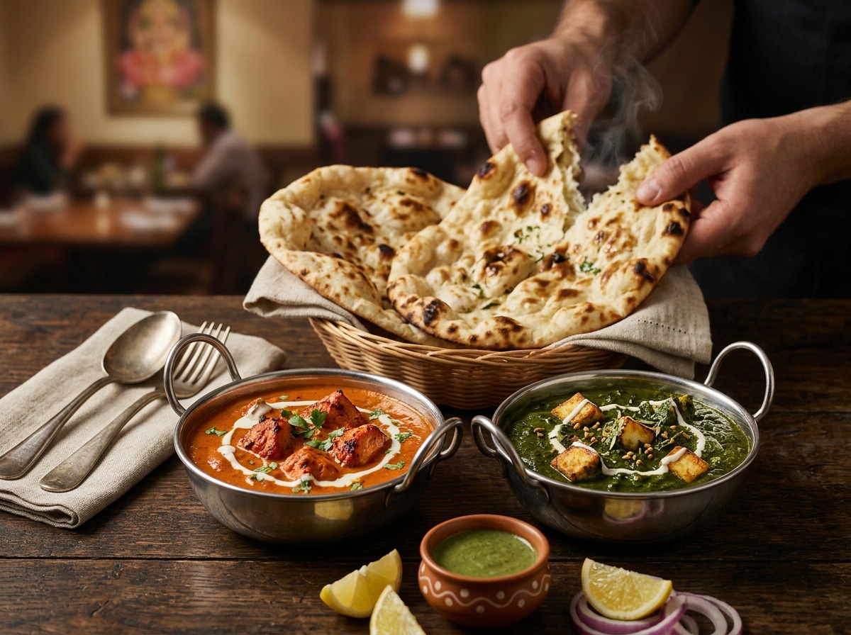 Curry and naan set at Amrapali
